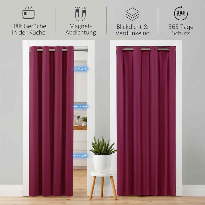 tinycurtains, Türvorhang mit Teleskopstange, einfache Montage in nur 1 Minute ohne Bohren, für alle
