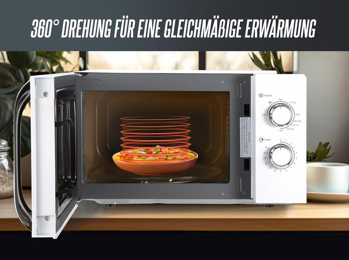 HEINRICHS Mikrowelle, kompakte Mikrowelle, 20L Volumen, 9 Leistungsstufen, inkl.35min. Timer, Defros