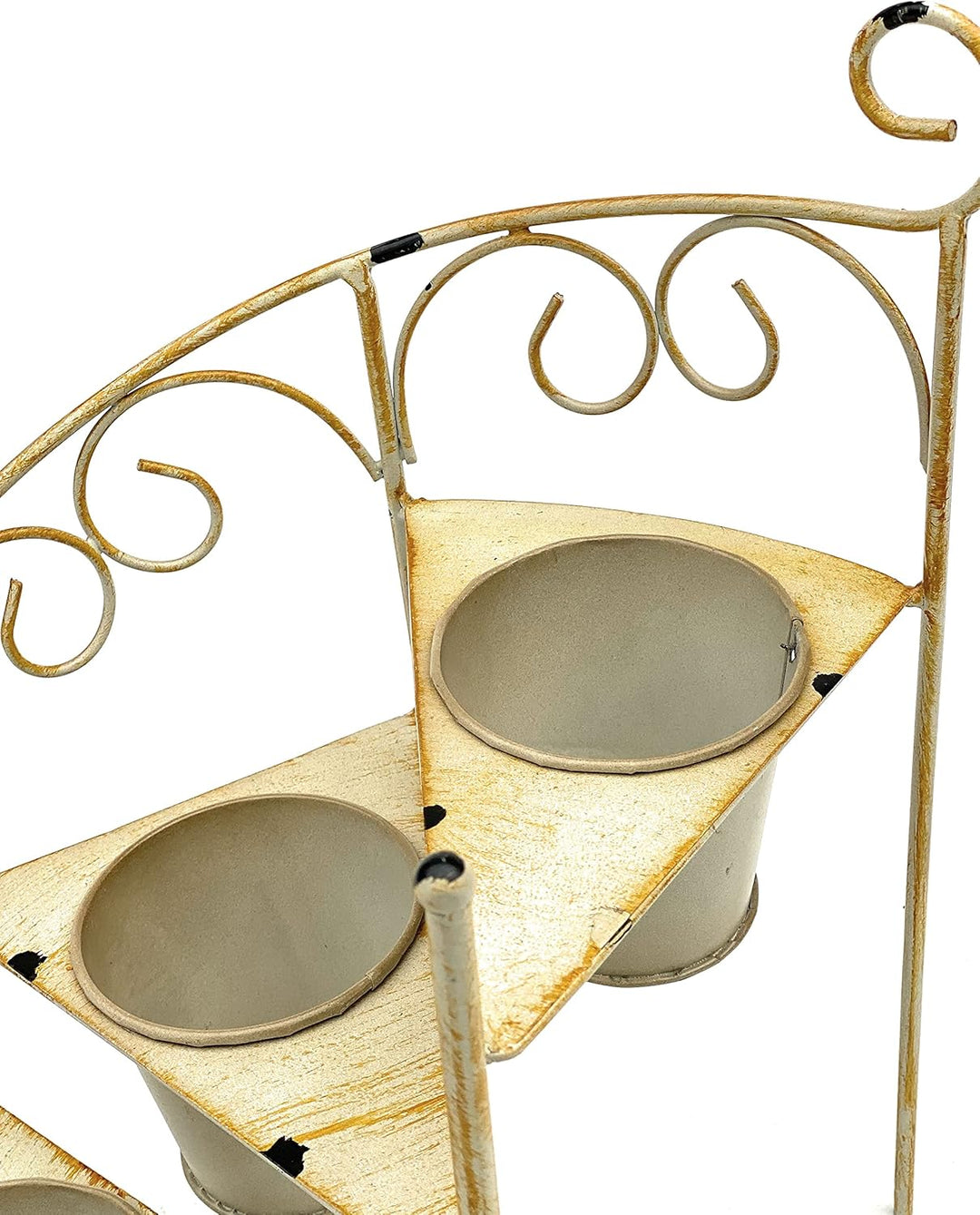 DanDiBo Blumentreppe Metall 38 cm Blumenständer mit 3 Töpfe 96098 Gelb Blumenständer Shabby Chic Blu