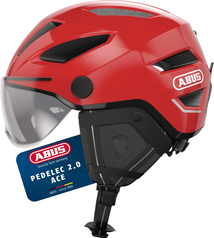 ABUS Stadthelm Pedelec 2.0 ACE - Fahrradhelm mit Rücklicht, Visier, Regenhaube, Ohrenschutz - für Da