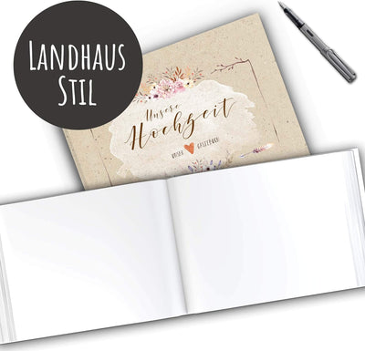 bigdaygraphix Gästebuch Hochzeit ohne Fragen - DIN A4 quer - Hochzeitsbuch 104 Leere Seiten | Hochze