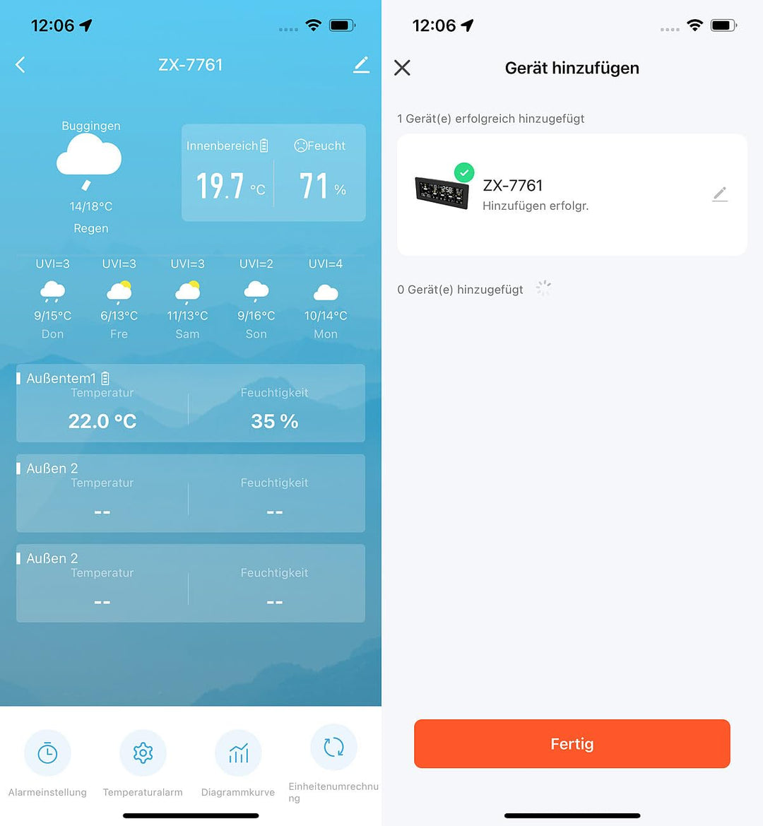 infactory Wanduhr: WLAN-Funk-Wetterstation mit Widescreen-VA-Display, Aussensensor und App (WLAN-Far