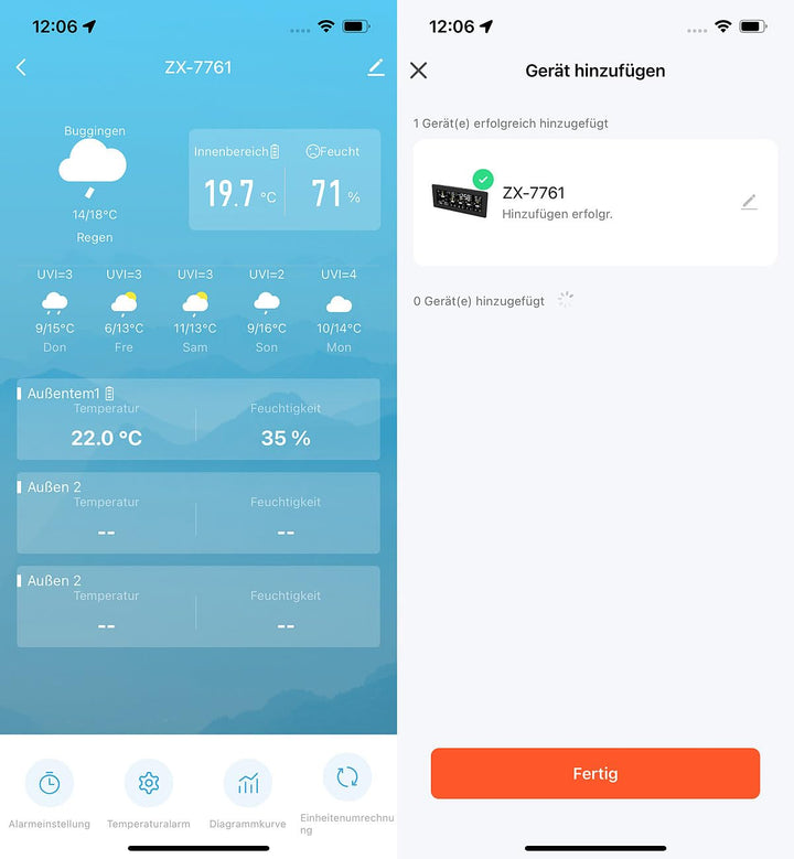 infactory Wanduhr: WLAN-Funk-Wetterstation mit Widescreen-VA-Display, Aussensensor und App (WLAN-Far