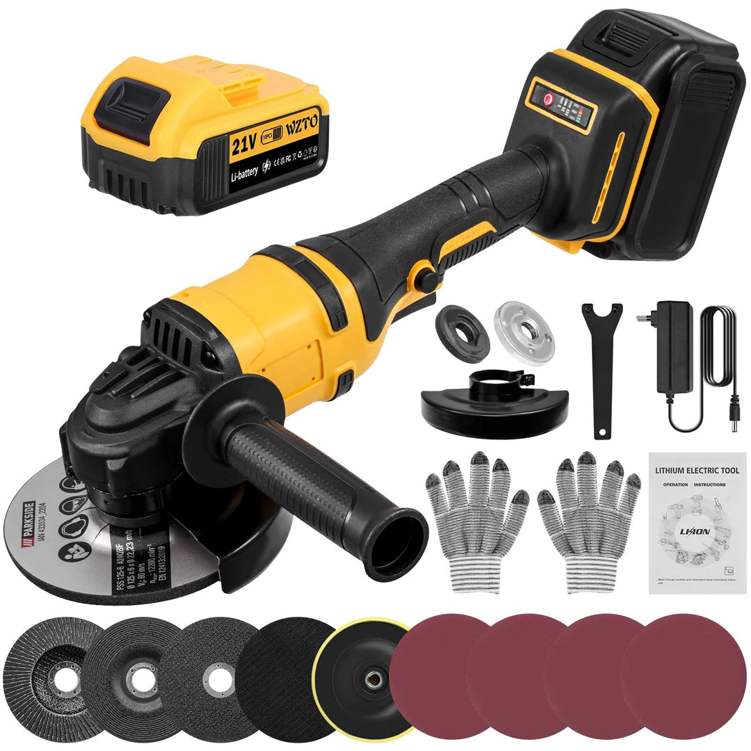 Akku Winkelschleifer 1500W,Ø125mm Scheibendurchmesser,30000RPM Winkelschleifer mit 3 Drehzahlstufen,