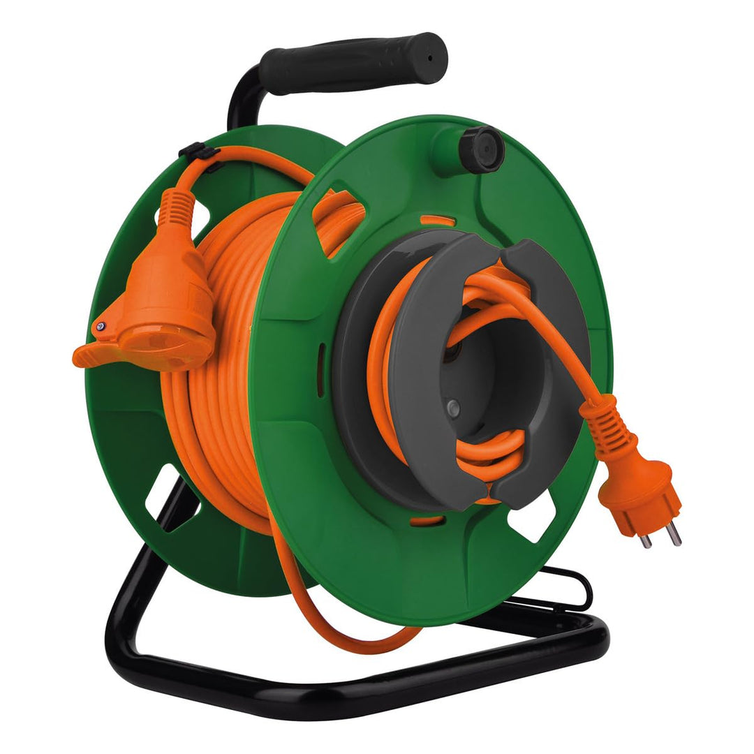 Zenitech - Kabeltrommel für den Garten, wasserdicht, IP44, orangefarbenes Kabel, 3G1,5 mm², 17 + 3 m