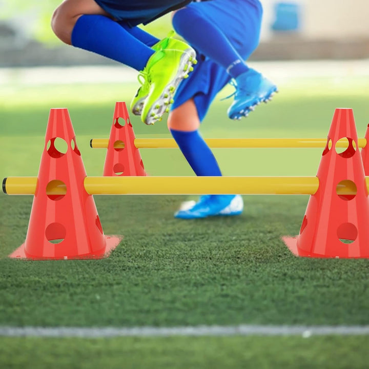 5tlg Steckhürdenset Sports Steckhürdenset 12 Kegel + 6 Stangen für Koordinationstraining,Hürden Stec