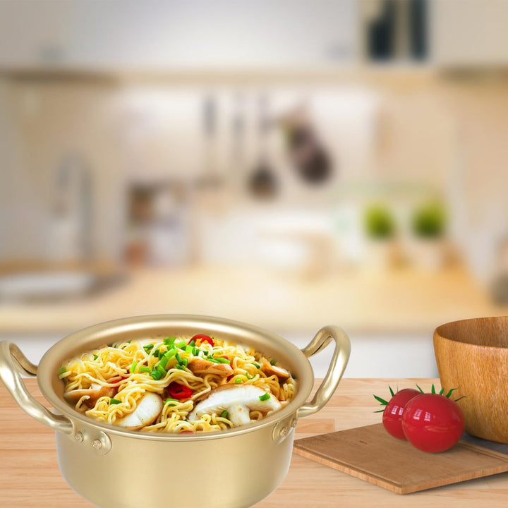 YARNOW Double Ears Nudeltopf 1 Set Koreanische Ramen Topf Aluminium Kochtopf mit Deckel Löffel Stäbc