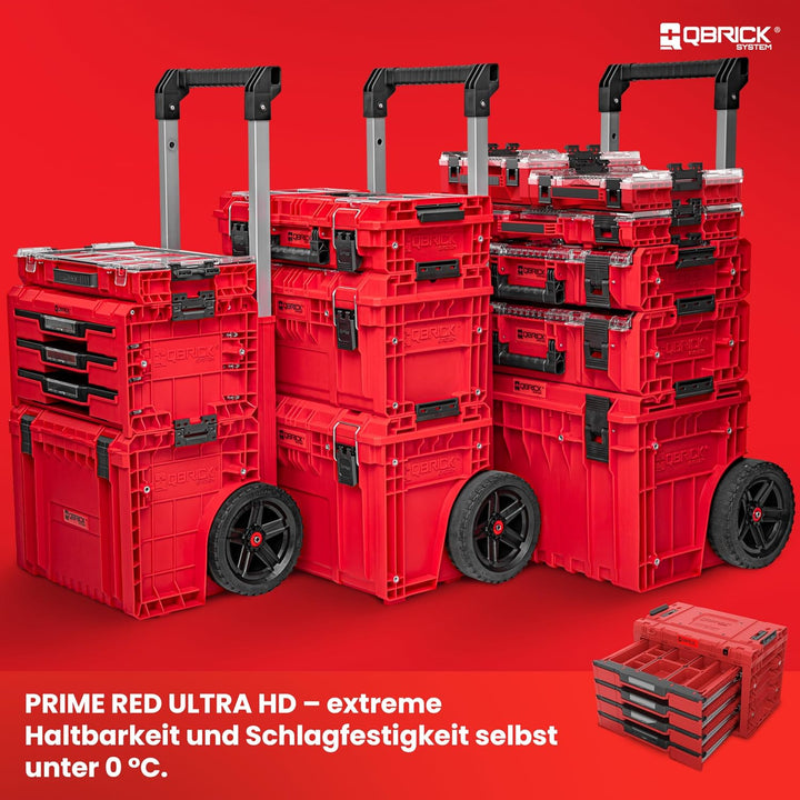 Qbrick System Werkzeugkoffer Sortierbox Leer - 4 Schubladen - Werkzeugkiste - 542 x 335 x 369 mm Rot