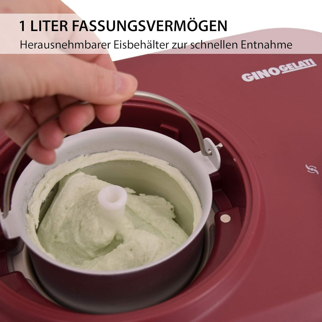 Gino Gelati Eismaschine mit Kompressor Polari Eiscreme Maschine Eisbereiter, 1 Liter, leichte Reinig
