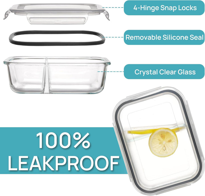 Vtopmart 5er 33oz GlasbehäLter mit Deckel, Meal Prep Boxen Glas, Frischhaltedosen Glas mit Deckel fü