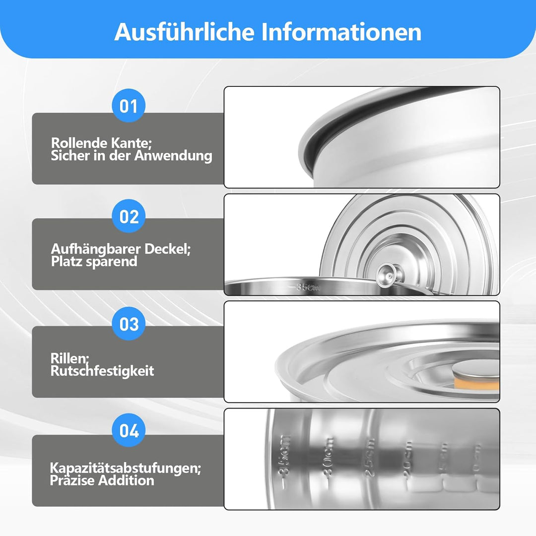 Edelstahl Suppentopf 35 Liter, Kochtopf Gross mit Verdickte Boden Ebener Boden Anti-Rutsch-Rillen De