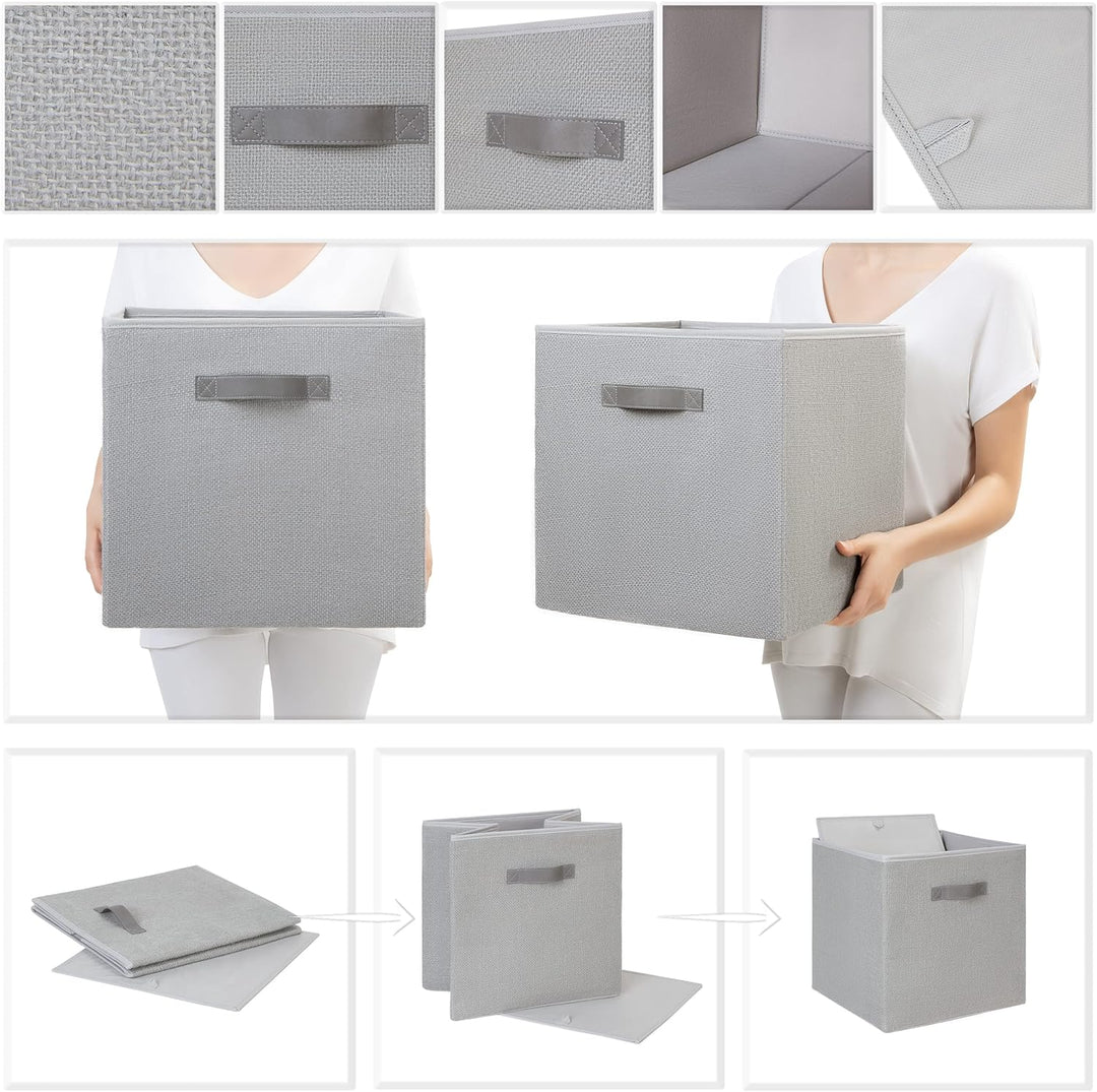 Ocean Home Textile Natürlich Grau Jute Aufbewahrungsbox, Faltbare Aufbewahrungswürfel 33x30x33 cm 33