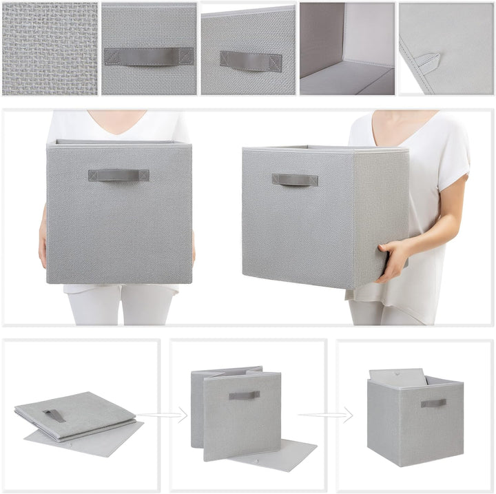 Ocean Home Textile Natürlich Grau Jute Aufbewahrungsbox, Faltbare Aufbewahrungswürfel 33x30x33 cm 33