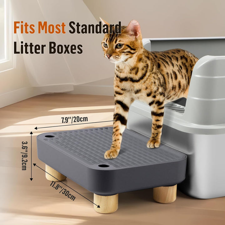 Erhöhte Katzenklo-Rampe, Katzentreppe mit Holzfüssen, Katzenstreu-Filterpedal für automatische selbs