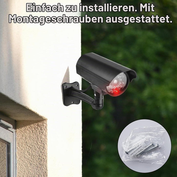 GOMETY 4 Stück Kamera Atrappe Aussen, Fake Kamera mit Rot Blinkender LED, Überwachungskamera Attrapp