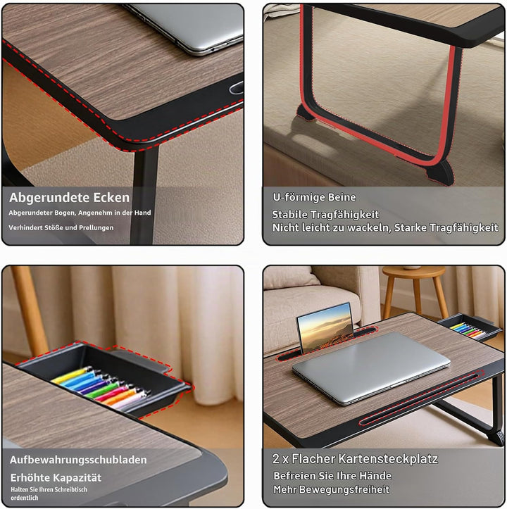 Laptop Bett Schreibtisch, Laptoptisch für Frühstück im Bett, Arbeit, Homeoffice, Laptopständer für S