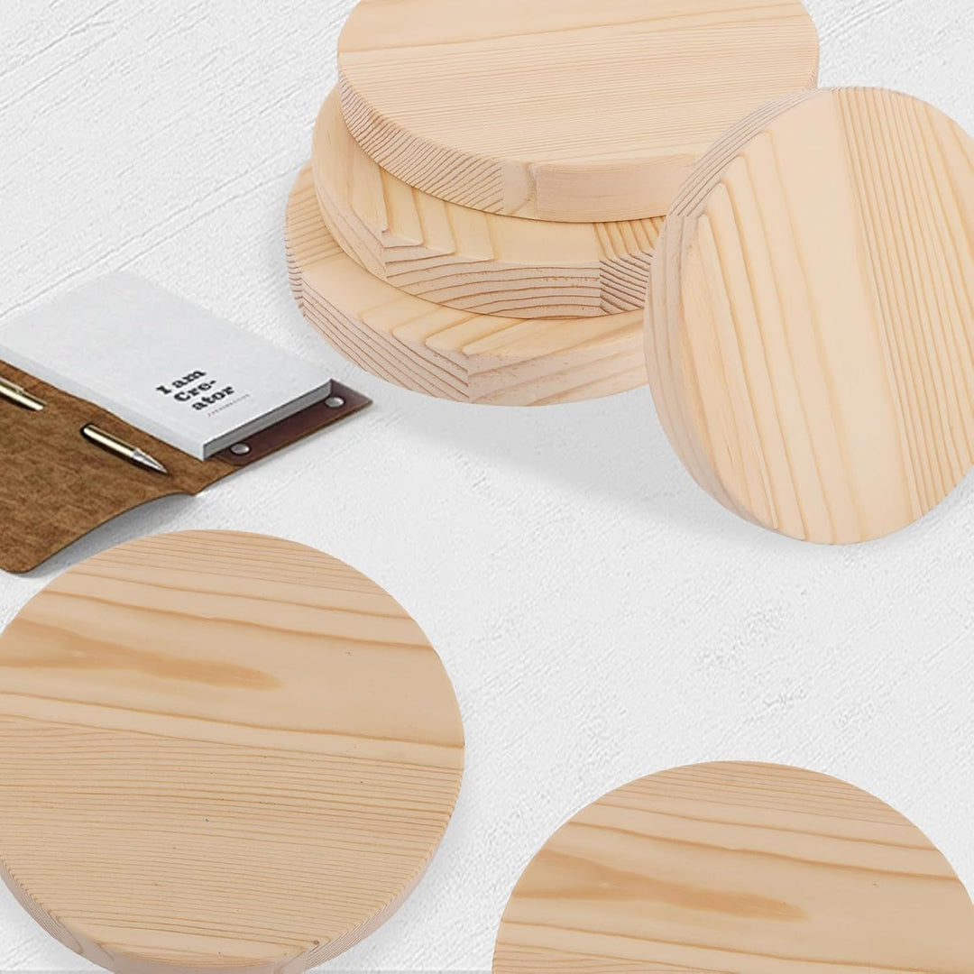 SHUESS 8 Stück Holzscheiben 15 cm Durchmesser, Baumscheiben 15 cm aus Kiefernholz, Holzplatte rund 2