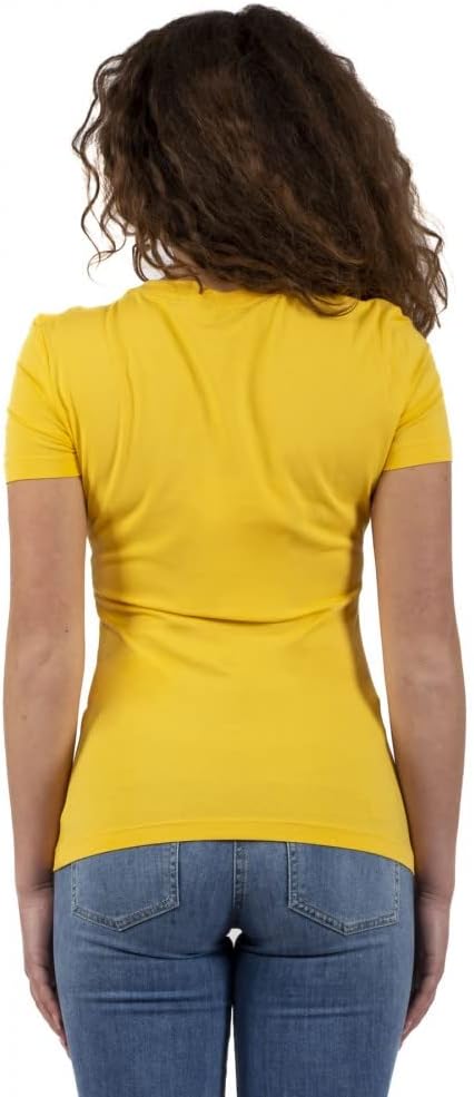 Love Moschino Damen Stretch Cotton Jersey with Logo Patch Print T-Shirt 38 Gelb, 38 Gelb