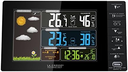 LA CROSSE TECHNOLOGY WS6827-BLA Wetterstation, Farbdisplay, Französisch, Schwarz