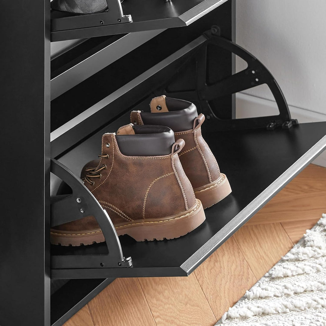 SoBuy Schuhkipper mit 3 Klappen Schuhablage Schuhschrank schmal Schuhregal mit 6 Ablageflächen Schuh