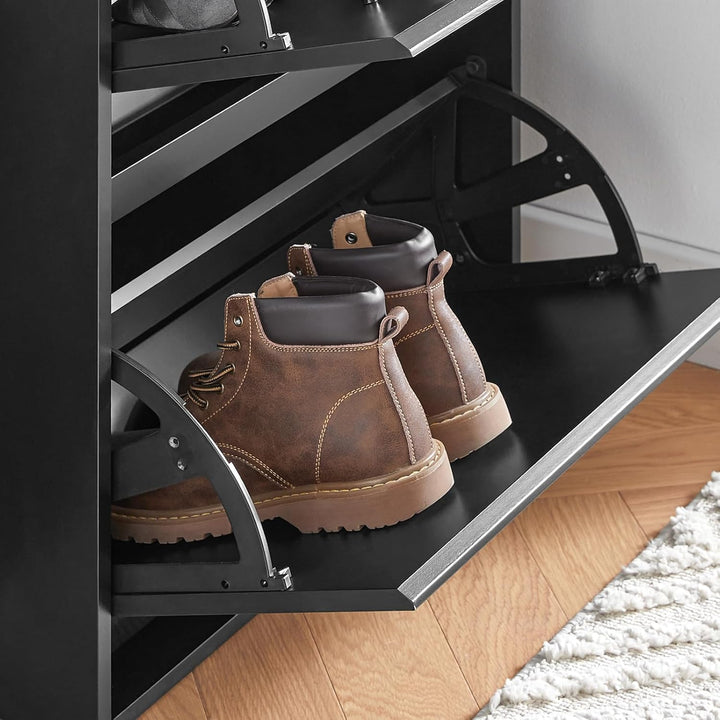 SoBuy Schuhkipper mit 3 Klappen Schuhablage Schuhschrank schmal Schuhregal mit 6 Ablageflächen Schuh