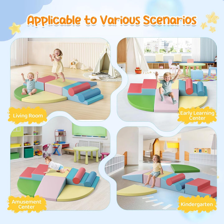 8PCS Indoor Klettergerüste für Kinder,Schaumstoff bausteine Kinder,Softbausteine,EN71-zertifiziert,M