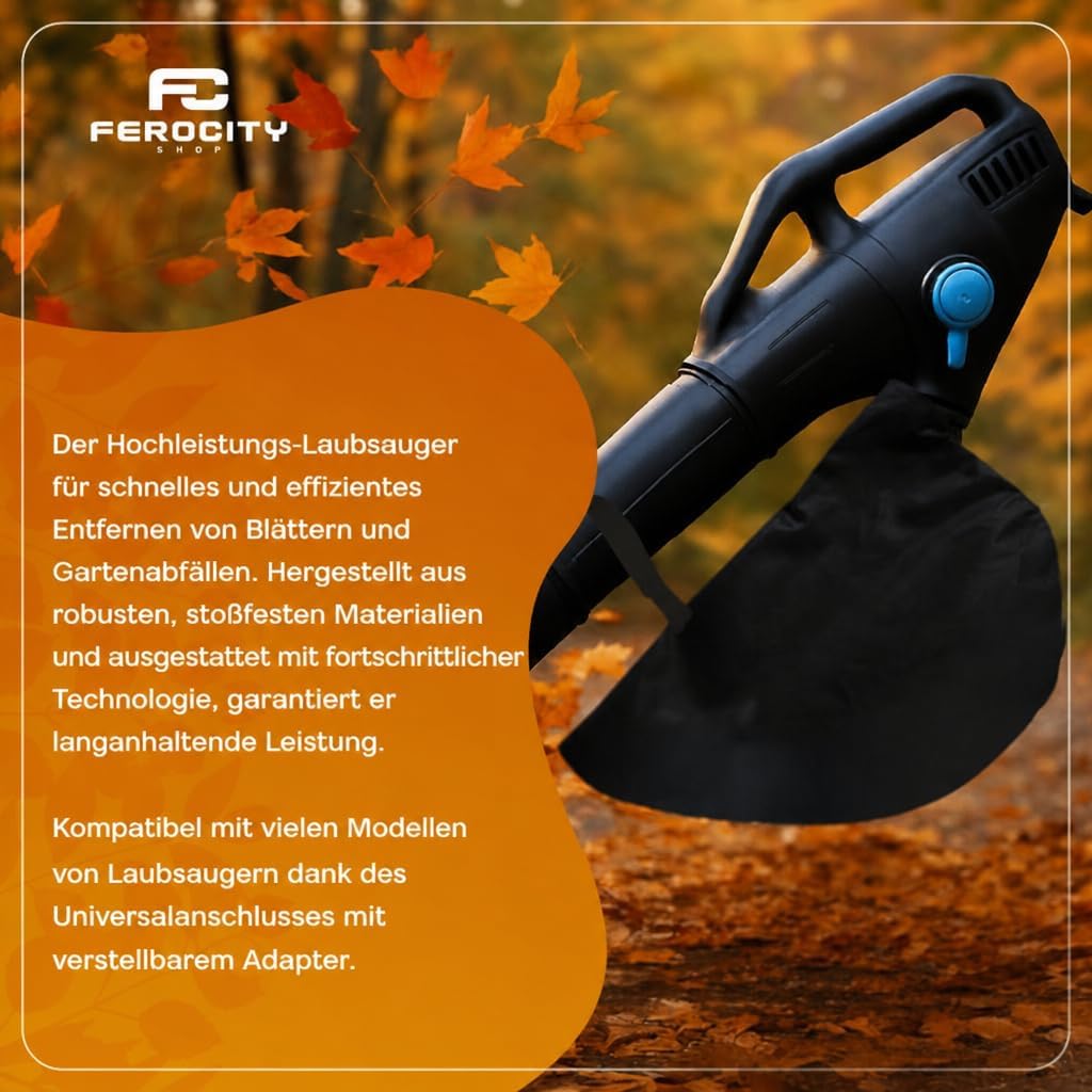 Ferocity Laubsauger Fangsack Universal 40L – Technisches Vlies, Ø 120mm, Ersatz-Auffangsack mit Reis