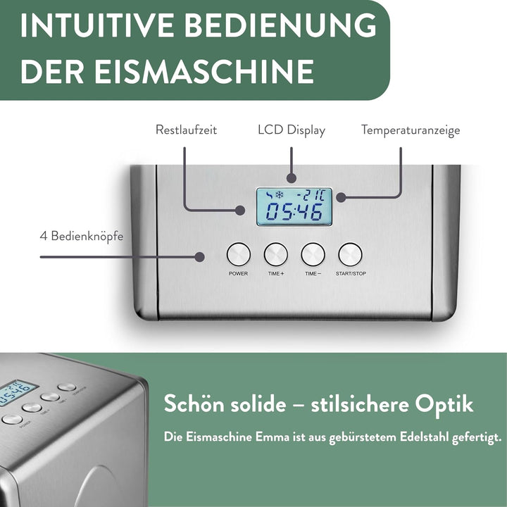 SPRINGLANE Eismaschine Emma 1,5 L mit selbstkühlendem Kompressor 150 W, Eiscrememaschine aus Edelsta