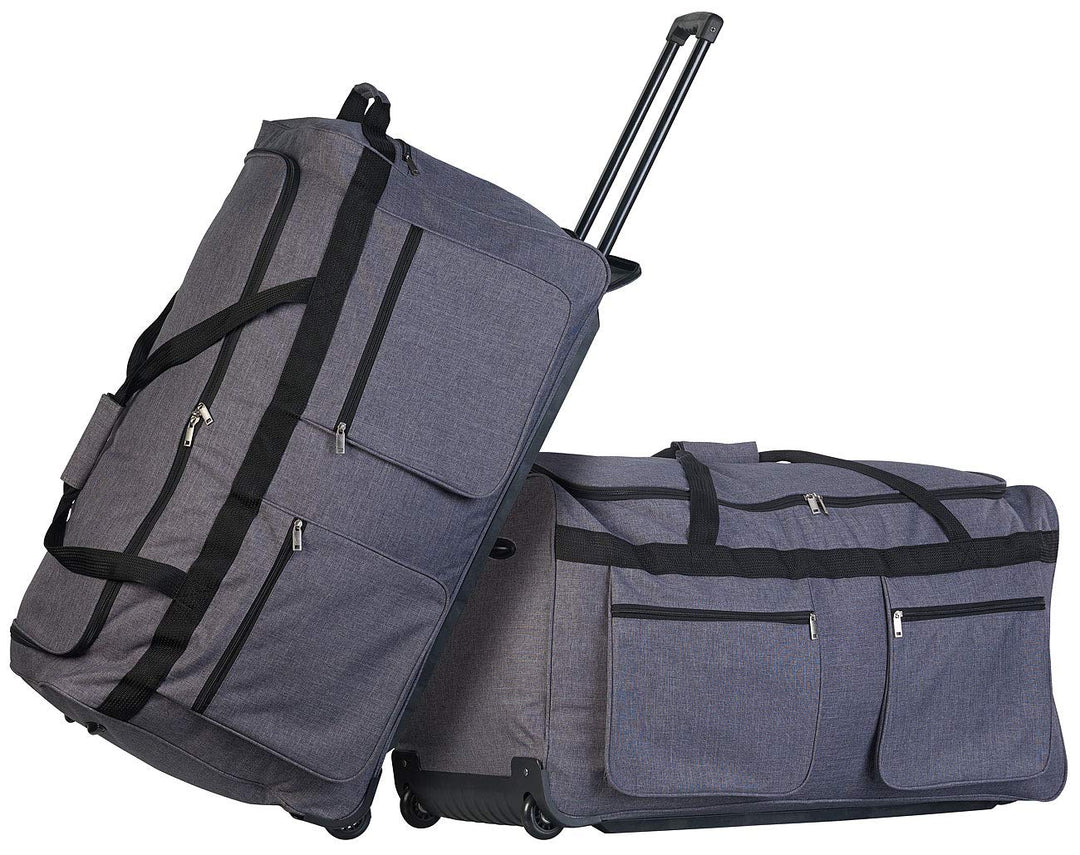 Xcase Koffer gross: 2er-Set faltbare XXL-Reisetaschen mit Trolley-Funktion &amp;Teleskop-Griff (Koffer-T