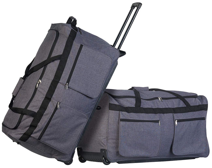 Xcase Koffer gross: 2er-Set faltbare XXL-Reisetaschen mit Trolley-Funktion &amp;Teleskop-Griff (Koffer-T