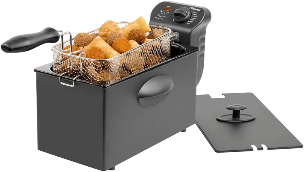 Bestron AF357B Öl-Fritteuse mit Kaltzonentechnologie, 3,5 Liter, 2000 Watt, Farbe: