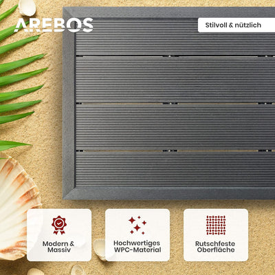 Arebos Bodenelement für Solardusche, Poolleiter oder Pool | Anthrazit | 101 x 63 x 5,5 cm | Bodenpla