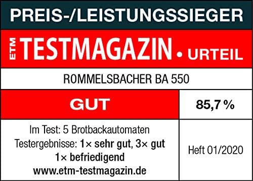 ROMMELSBACHER Brotbackautomat BA 550 - 13 Programme, automatisches Zutatenfach, 2 Brotgrössen (700 g