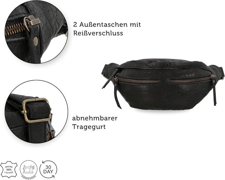 Gusti Gürteltasche Leder - Acton Damen und Herren Bauchtasche Festivaltasche Hüfttasche Vintage Lede