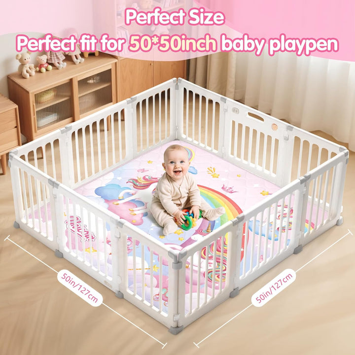 Spielmatte Baby 127×127cm mit Rutschfest, Extra Dicke 2cm Weiche Krabbelmatte Baby, Faltbar Krabbeld
