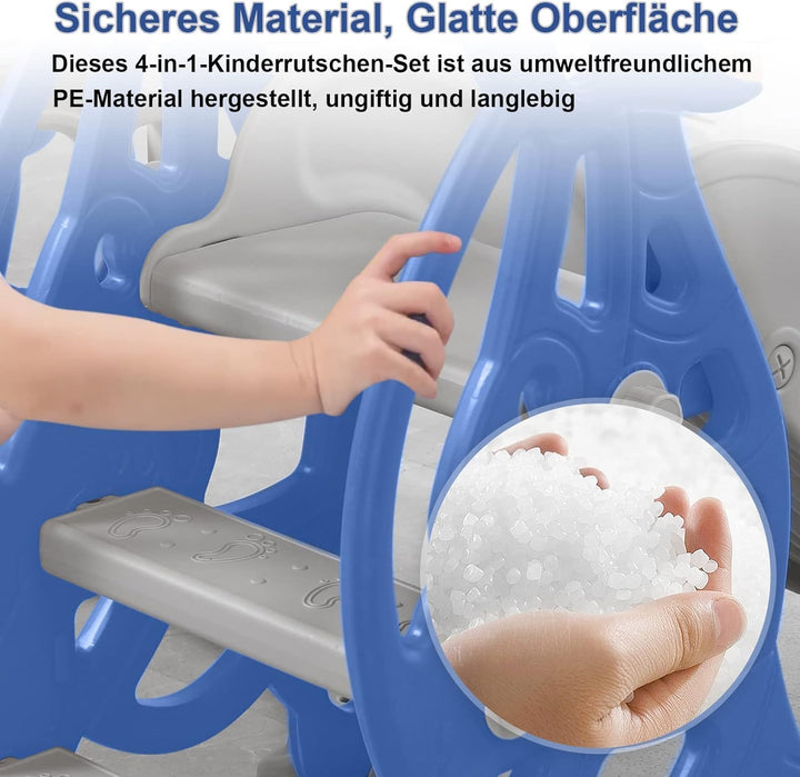 LARS360 4-in-1 Kinder Spielplatz, Spielzeugrutsche mit Kletterleiter, Multifunktionales Spielplatzse