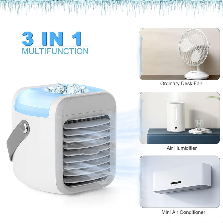 Mobile Klimageräte,4 in 1 Klimaanlage,Mini Air Cooler, USB Leiser Luftkühler mit Wassertank,Tragbare
