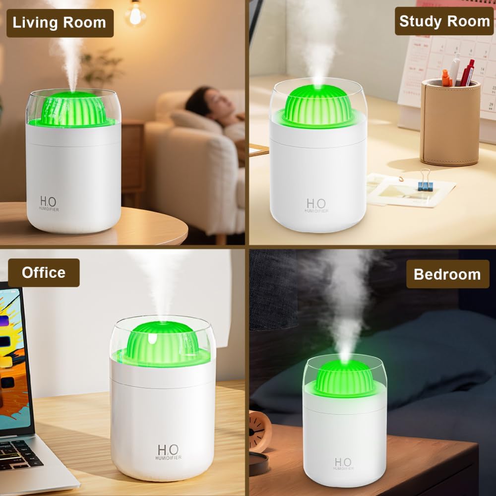 Luftbefeuchter 500 ml, 2-in-1 Kleiner Raumbefeuchter, 23dB Abschaltender Automatisch USB-Humidifier