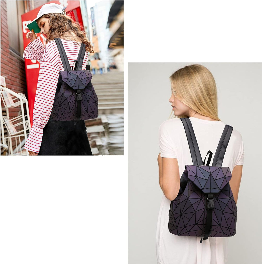 Nevenka Laptop Rucksack Geometrisch für Damen Holographisch Outdoor Rucksack Mädchen mit Verstellbar