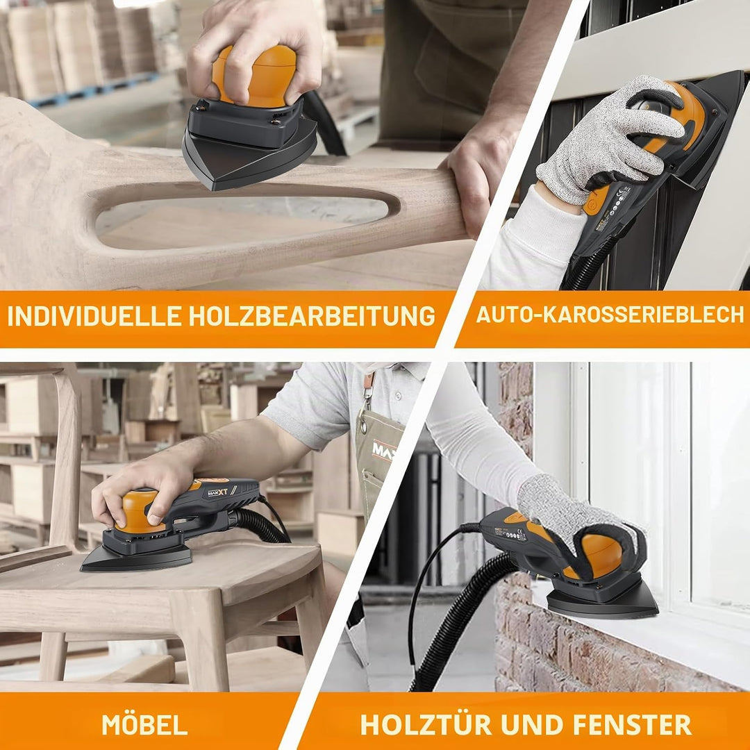MAXXT Maus-exzenterschleifer mit bürstenlosem Motor, 350W, 3mm Orbit, 4000-10000 U/min, Schleiffläch