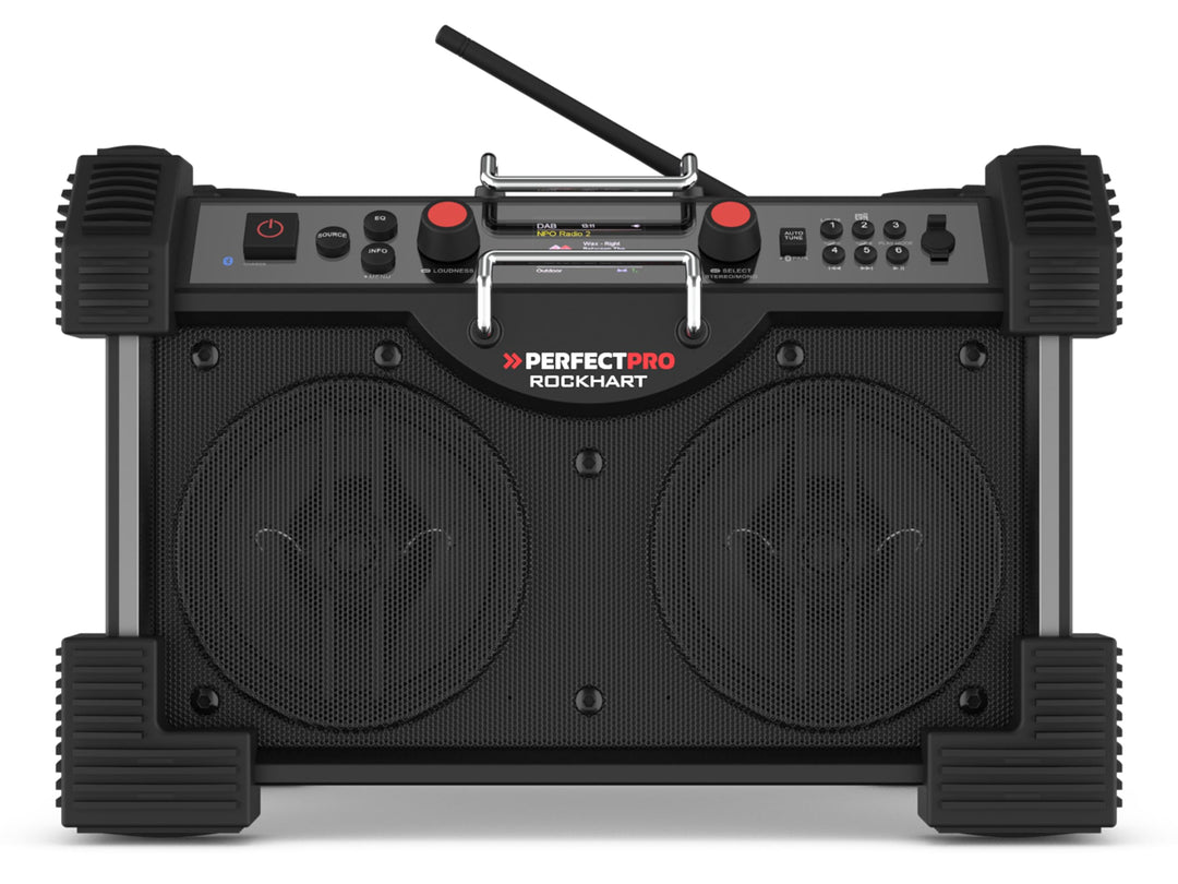 PerfectPro Baustellenradio ROCKHART, DAB+ und UKW-Empfang, Bluetooth, AUX und USB-Eingang, Inklusive