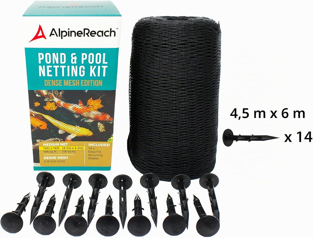 AlpineReach 4,5m x 6m Teichnetz Feinmaschig (10x10mm) Extra Stark Gewebtes Netz, Vogelschutznetz, Vo