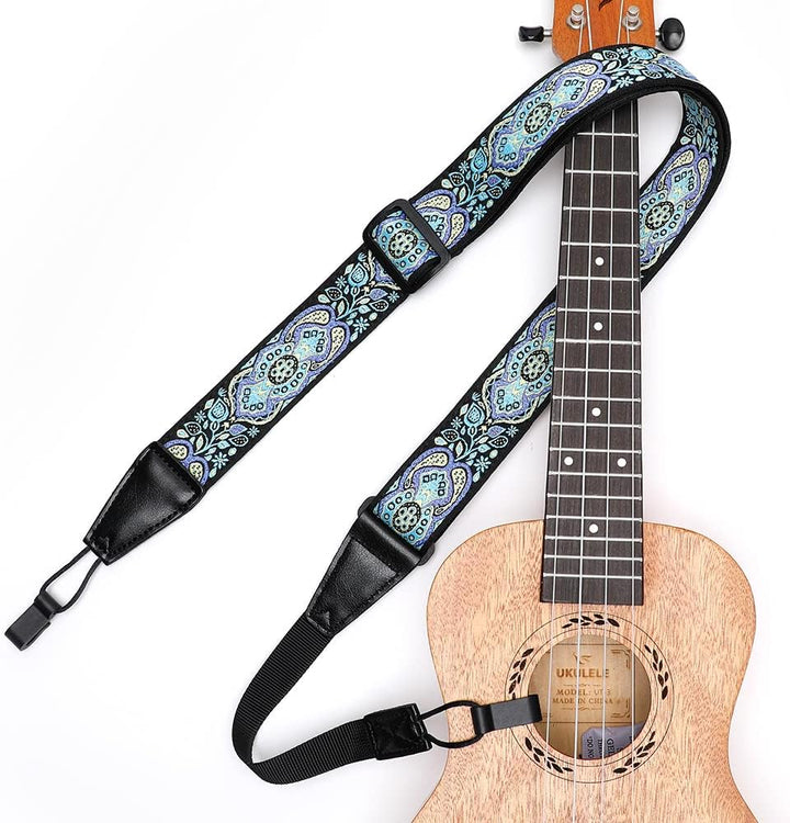 IHOBOR Ukulelengurt ohne Bohren, verstellbarer Doppel-J-Haken, Uke-Schultergurt, hochwertiger Jacqua