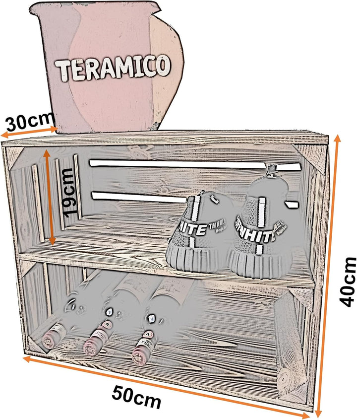 Teramico Alte geflammte Obstkisten / Holzkisten mit Zwischenboden LANG verarbeitet - Ideal für den M