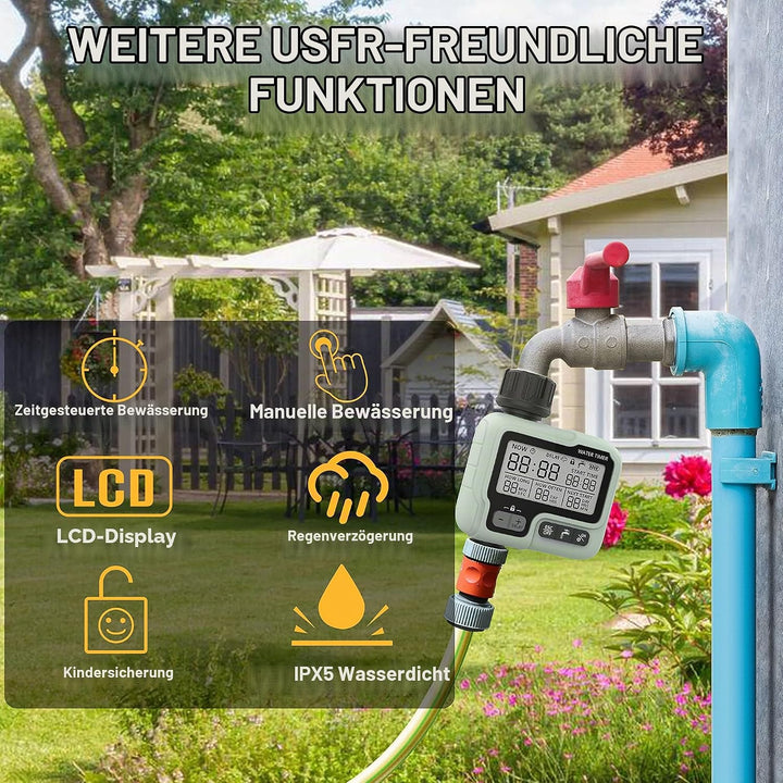 CROSOFMI Bewässerungscomputer 1 Ausgänge Garten Wasser zeitschaltuhr automatische bewässerung/LCD-Bi