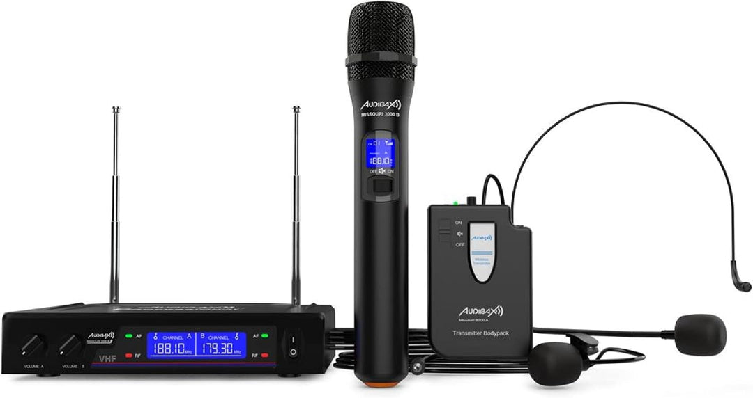 Audibax Missouri 3000 Micrófono Inalámbrico Profesional Doble Mano/Diadema-Corbata