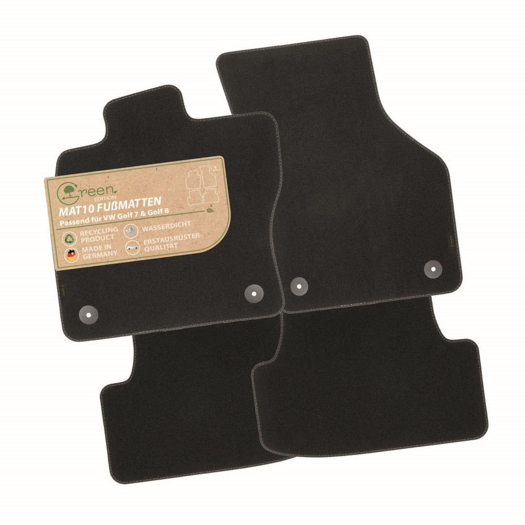MAT10 Green Edition – Fussmatten passend für VW Golf 7 (BJ 11/2012-12/2020, Typ AU) &amp; Golf 8 (ab BJ