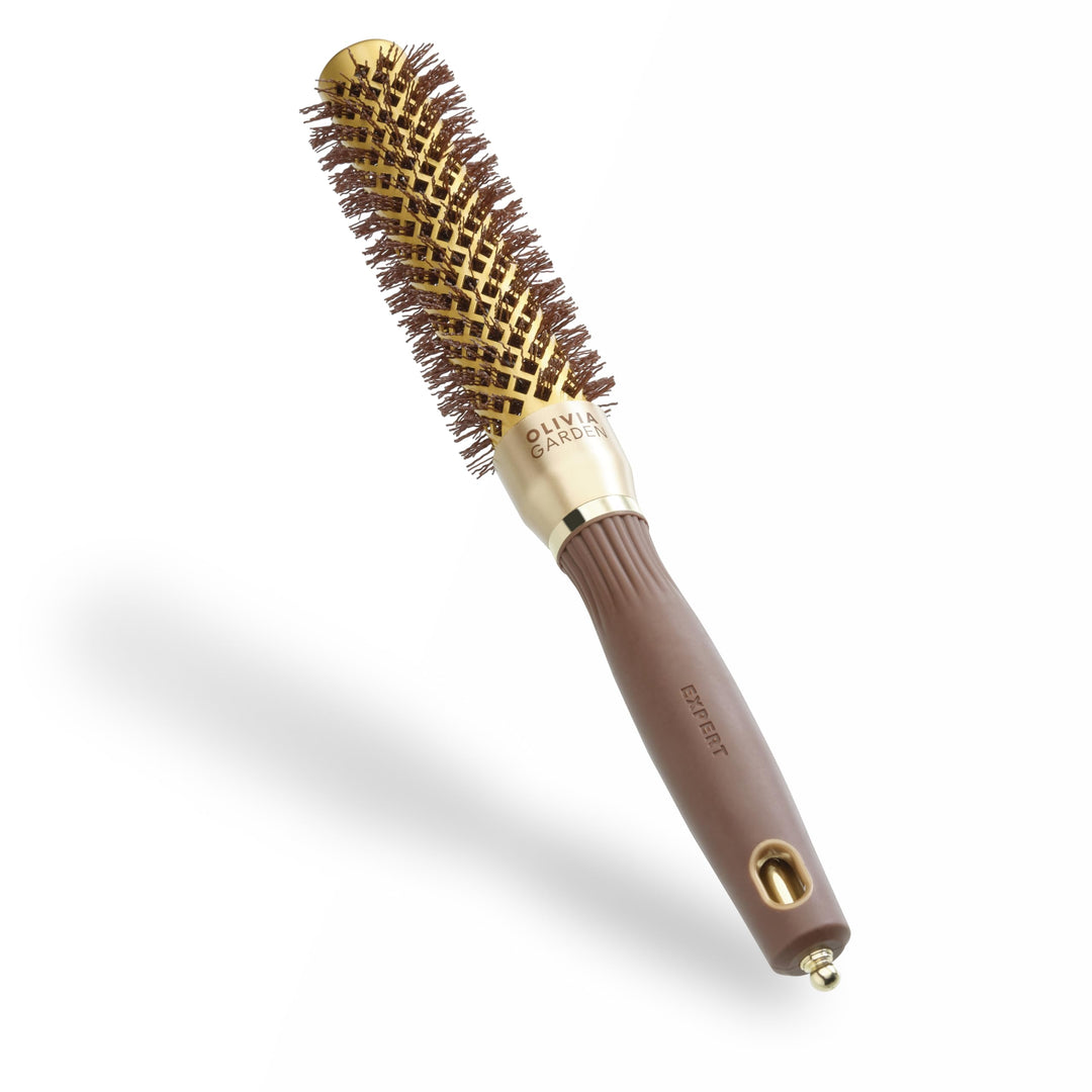 Olivia Garden Expert Blowout Speed – Gold & Braun - 25 - Keramik-Rundbürste mit extra langem Barrel