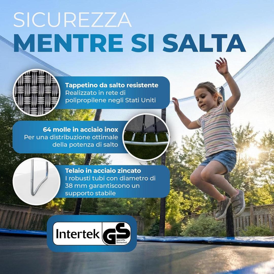 Terena Trampolin 305 cm mit Sicherheitsnetz Gartentrampolin (auch für Kinder)