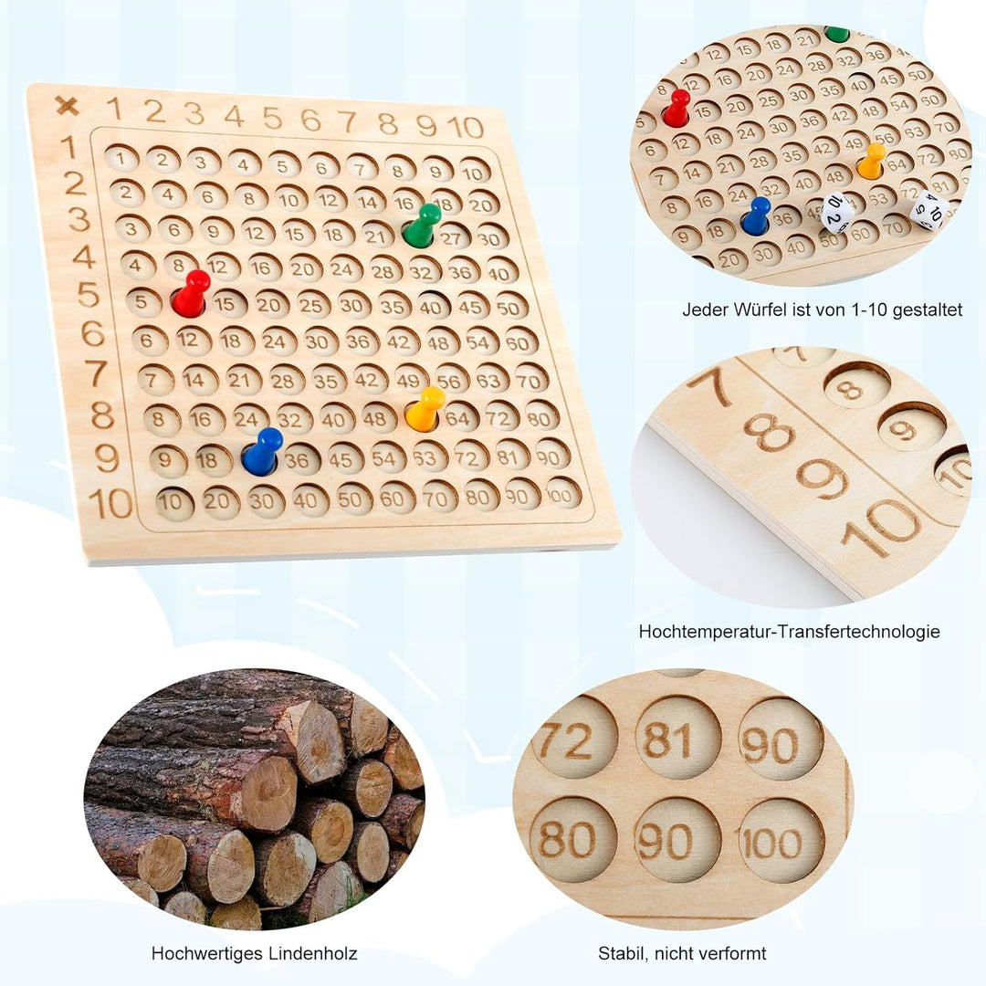 Multiplikationsbrett,1x1 Lernen Spiel für Grundschüler,Montessori Multiplikationsbrett,Multiplikatio